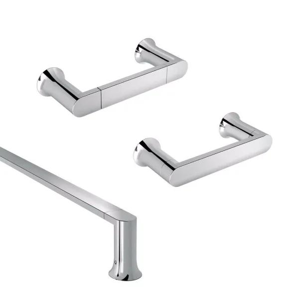 MOEN Genta 3-Piece Chrome Bath Hardware Set: 18 in. Towel Bar, Hand Towel Bar & Toilet Paper Holder