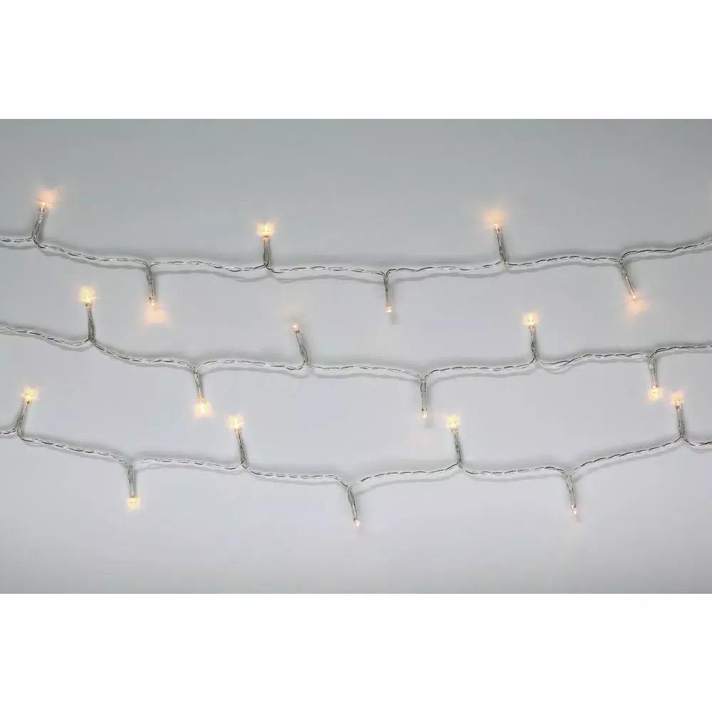 Novolink 34 ft. 100-Light LED Warm White Battery Operated Decorative String Lights with Timer
