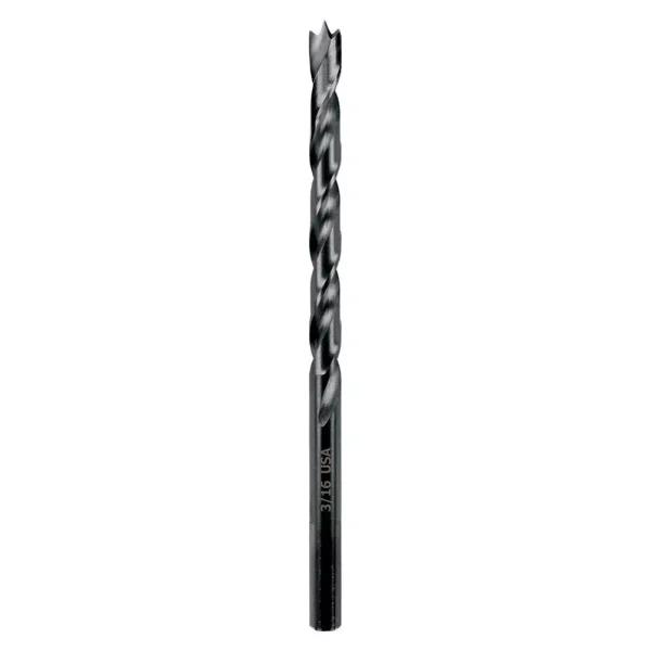 Montana Brand 3/16 in. Brad Point Drill Bit, High Speed Steel, Tri-Flat Shank