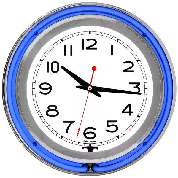 Trademark Blue Double Ring Neon Wall Clock - 14 in. Retro Chrome Design