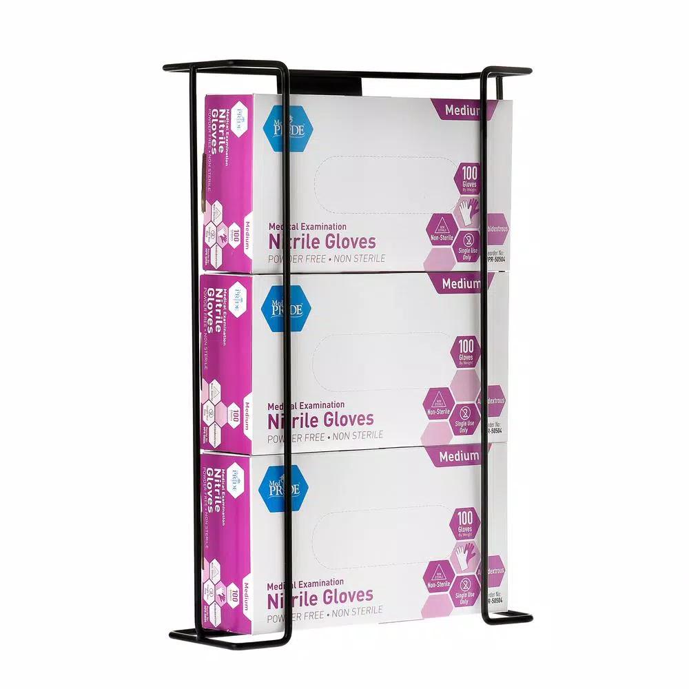 Alpine Industries Triple Box Metal Wire Wall Mounted Glove Dispenser - Black