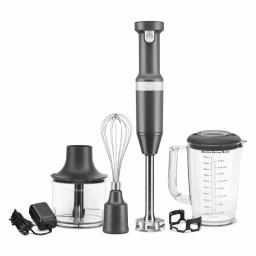 KitchenAid Cordless Variable Speed Hand Blender with Chopper and Whisk Attachments, Charcoal Grey thumbnail 3