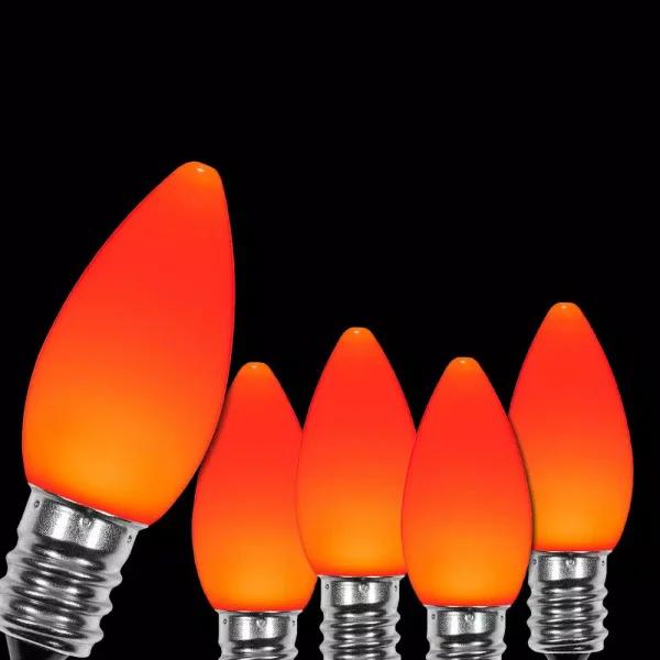 Wintergreen Lighting OptiCore C7 LED Orange Smooth Opaque Replacement Light Bulbs, E12 Candelabra Base, 25-Pack