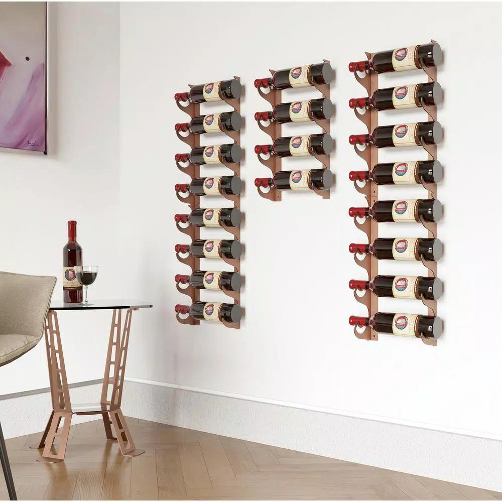 DI PRIMA USA 20-Bottle Multi-Section Wall Mounted Wine Rack, Chestnut Brown Steel