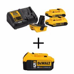 DEWALT 20V MAX to 18V Battery Adapter Kit with (2) 5.0 Ah Premium Lithium-Ion Battery Packs thumbnail 1