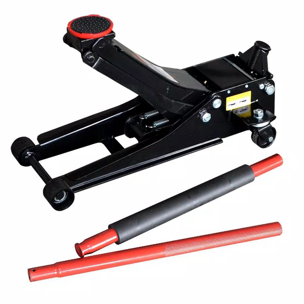 Max Load 3-Ton Low Profile Hydraulic Floor Jack with Quick Pump and Wide Steel Casters