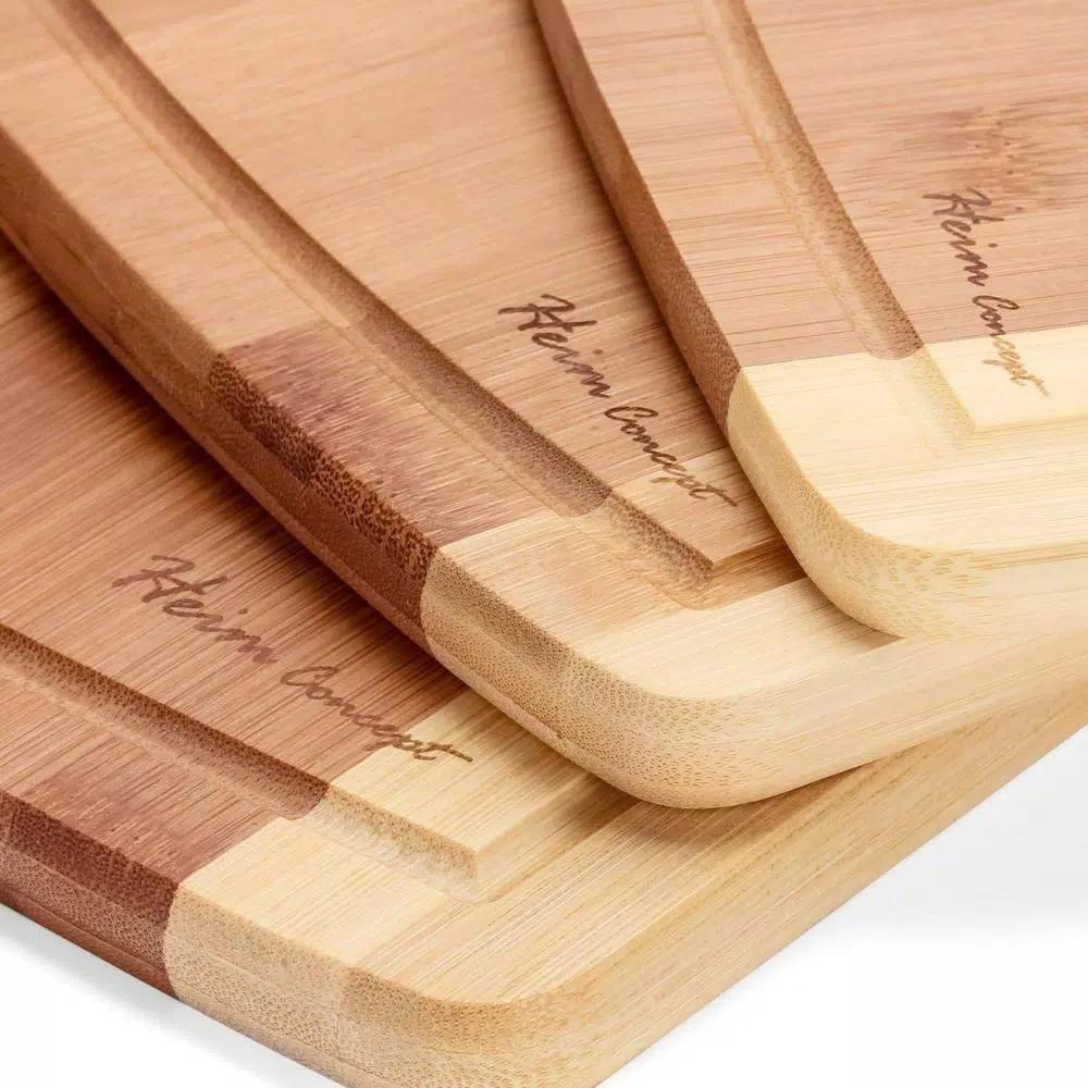 Heim Concept 3-Piece Organic Bamboo Cutting Board Set with Juice Grooves