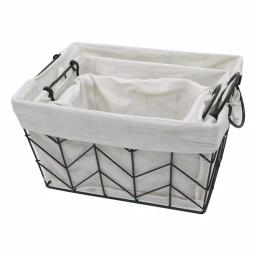Admired By Nature Metal Wire Rectangular Nesting Storage Baskets, Set of 3 with Soft Cloth Lining thumbnail 3