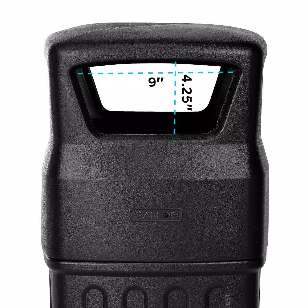 Alpine Industries 16 Gal. Black Open Dome Top Commercial Trash Can, Indoor/Outdoor