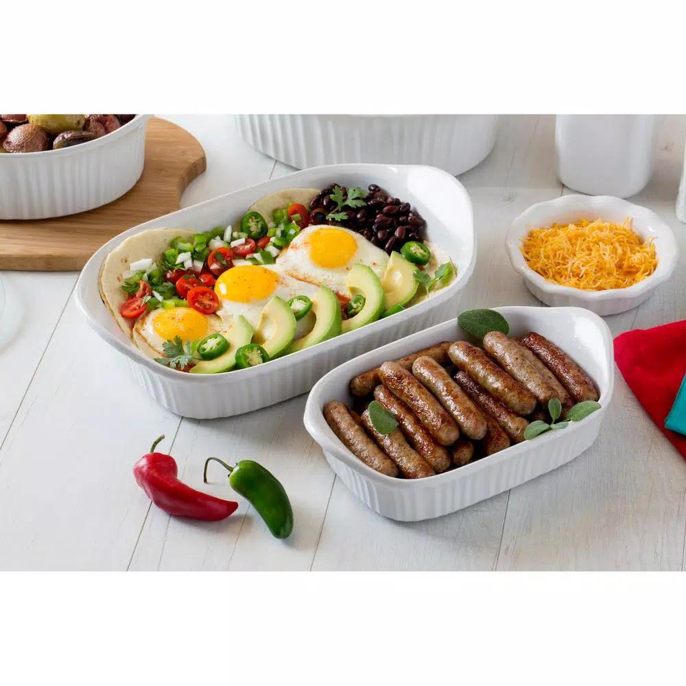 Corningware French White 2-Piece Ceramic Bakeware Set, Rectangle