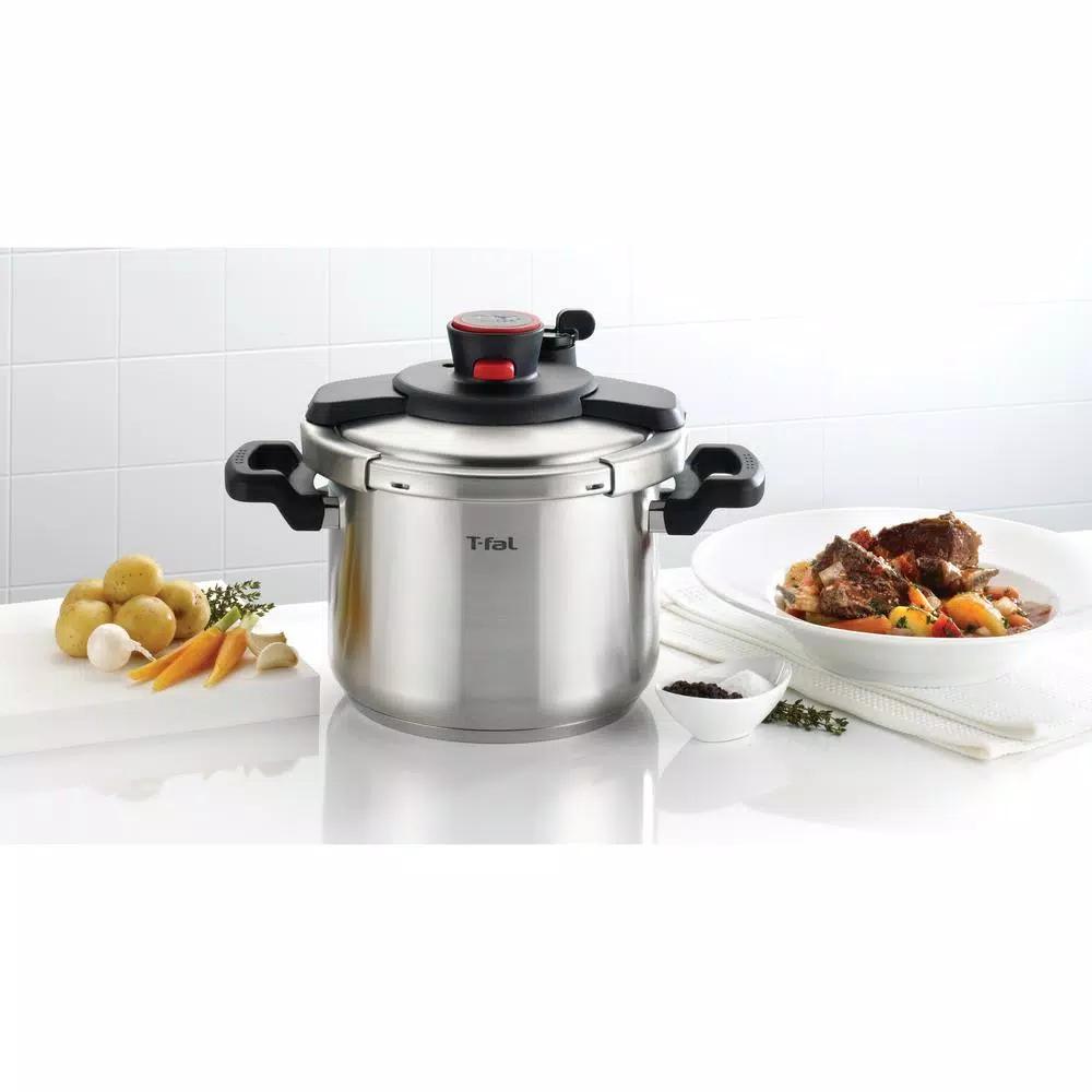 T-fal Clipso 8 Qt. Stainless Steel Stove Top Pressure Cooker with Steam Basket