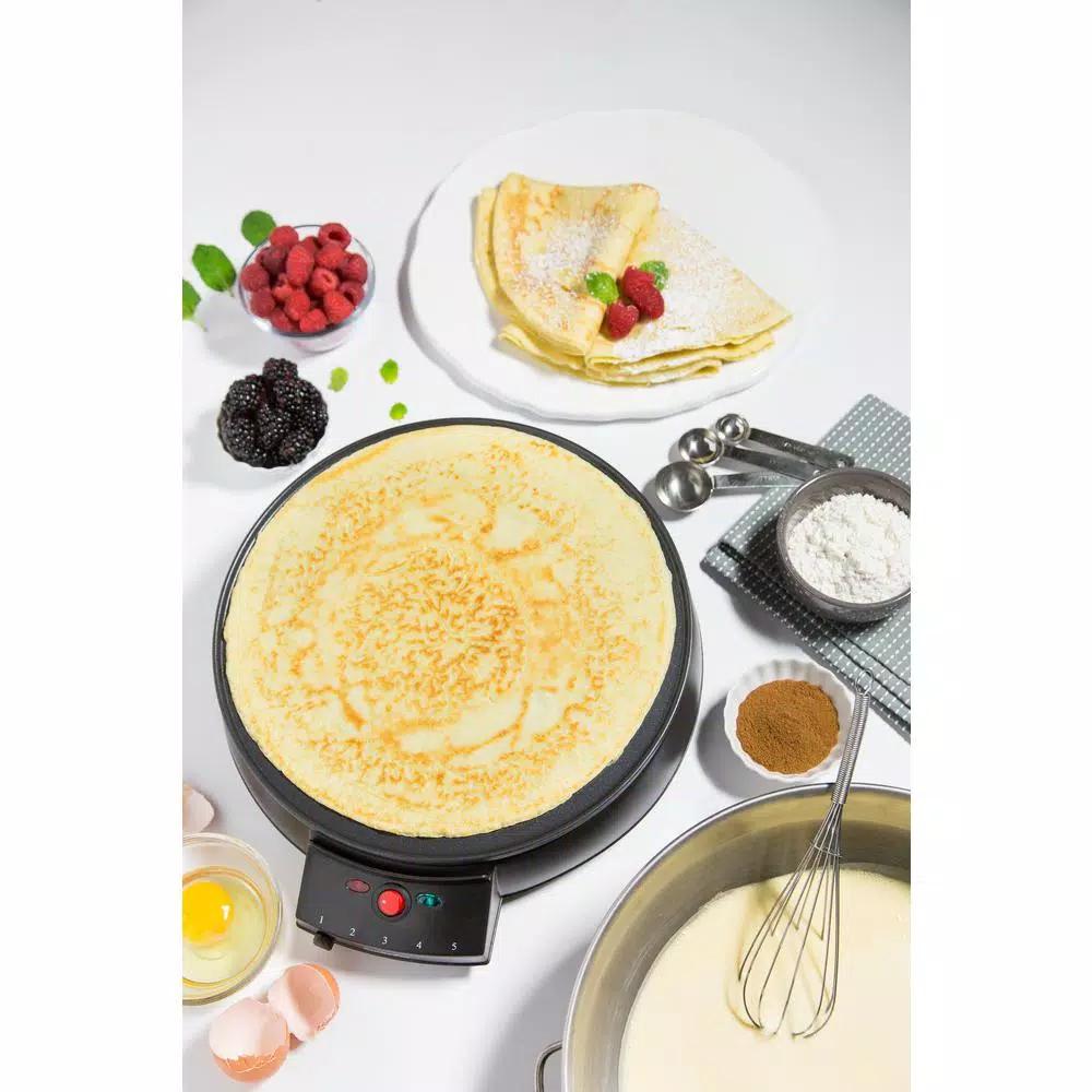 CucinaPro 12 in. Non-Stick Electric Griddle and Crepe Maker, 1000W, Black