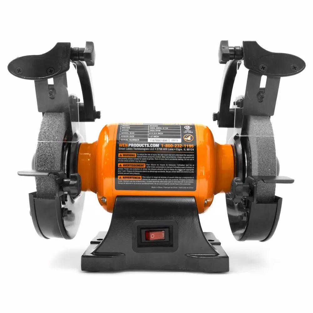 WEN 6 in. Bench Grinder, 2.1 Amp, 3450 RPM with Dual Grinding Wheels