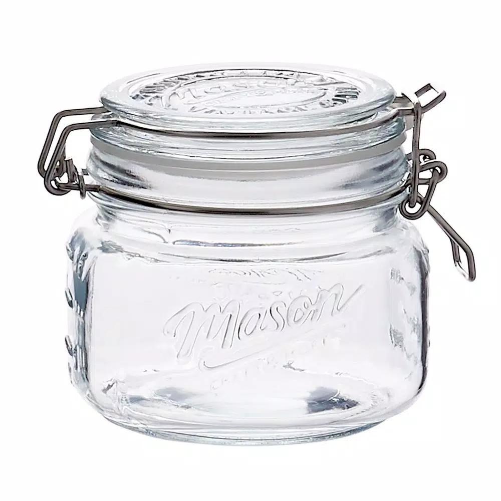 Unbranded 16.9 oz. Glass Kitchen Canister Set with Airtight Wire Clamp Lids (Set of 4)