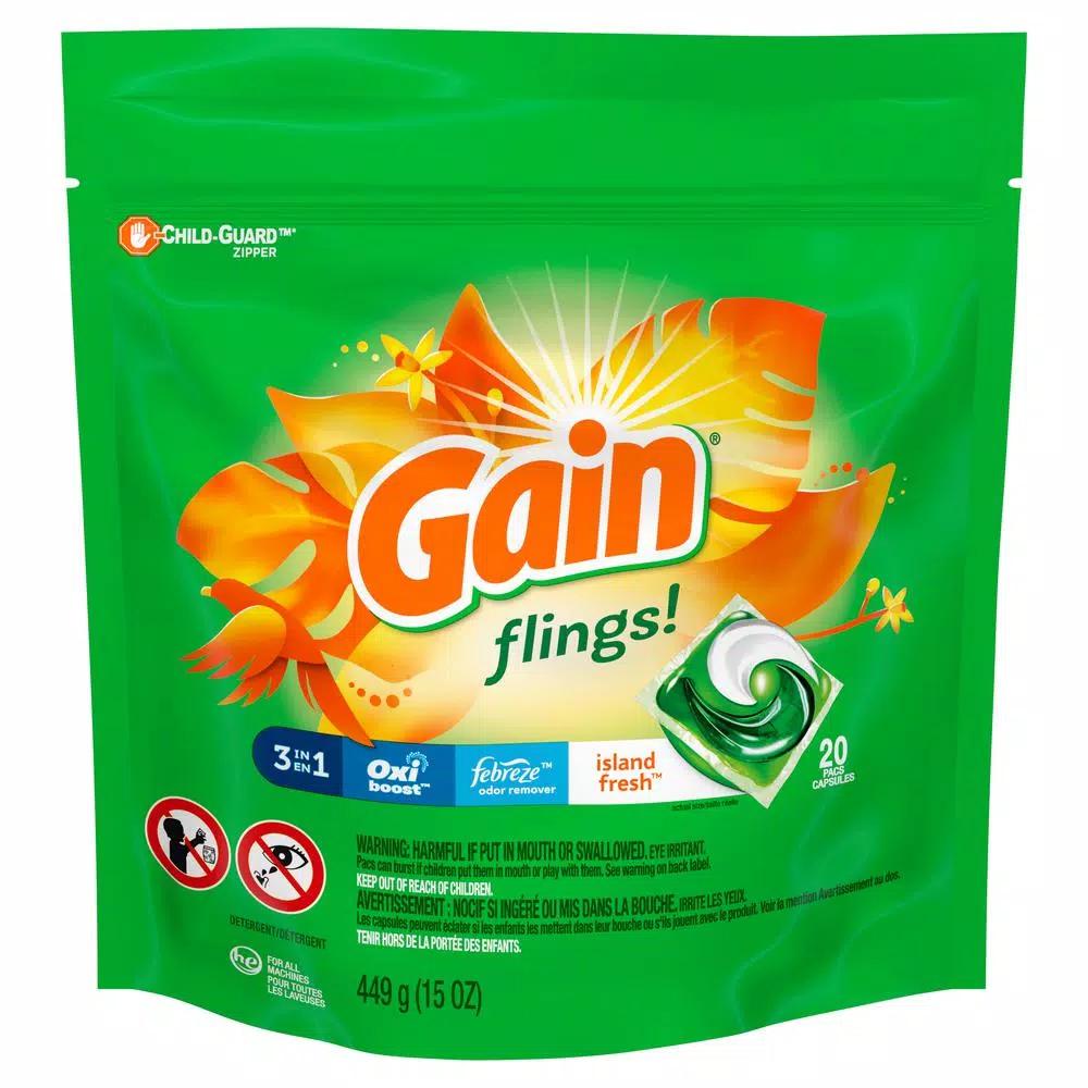 Gain Flings Island Fresh Scent Laundry Detergent Pods, 16-Count (6-Pack)