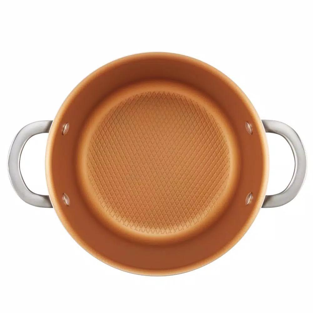 Ayesha Curry Ayesha Home Collection 4.5 Qt. Porcelain Enamel Nonstick Saucepot with Lid, Brown Sugar