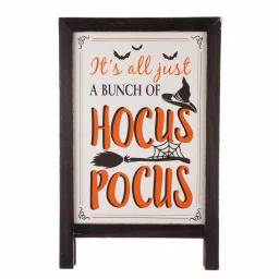 Glitzhome 24 in. Hocus Pocus Halloween Wooden Easel Sign - Standing or Hanging Decor thumbnail 5