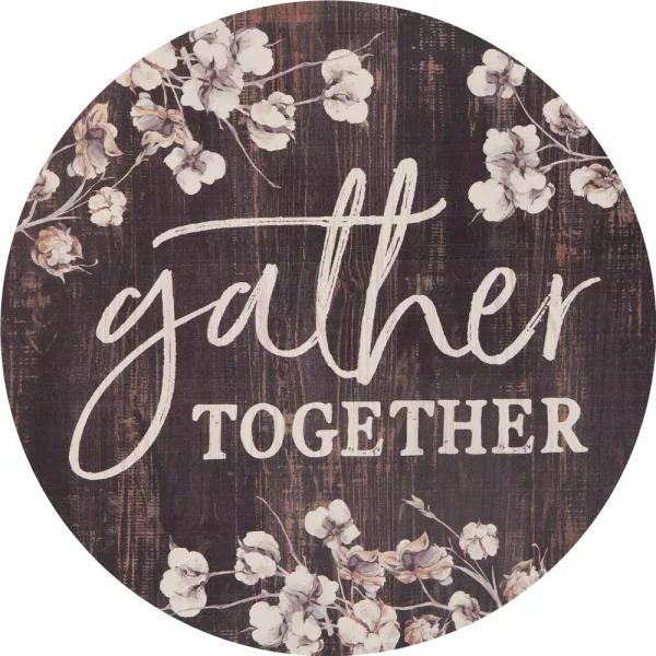 P Graham Dunn Gather Together Oversized Brown Washed Wood Wall Decor - Rustic Barrel Lid Style