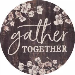 P Graham Dunn Gather Together Oversized Brown Washed Wood Wall Decor - Rustic Barrel Lid Style thumbnail 1