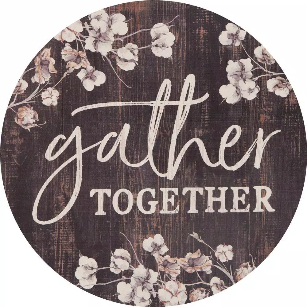 P Graham Dunn Gather Together Oversized Brown Washed Wood Wall Decor - Rustic Barrel Lid Style