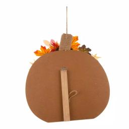 Glitzhome 20.28 in. Wooden Fall Pumpkin Decor with Floral Accents - Standing or Hanging thumbnail 5