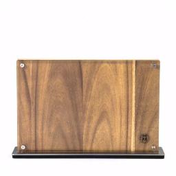 SCHMIDT BROS. Downtown Acacia Wood Knife Block - Two-Sided Magnetic Storage with Acrylic Safety Covers thumbnail 1
