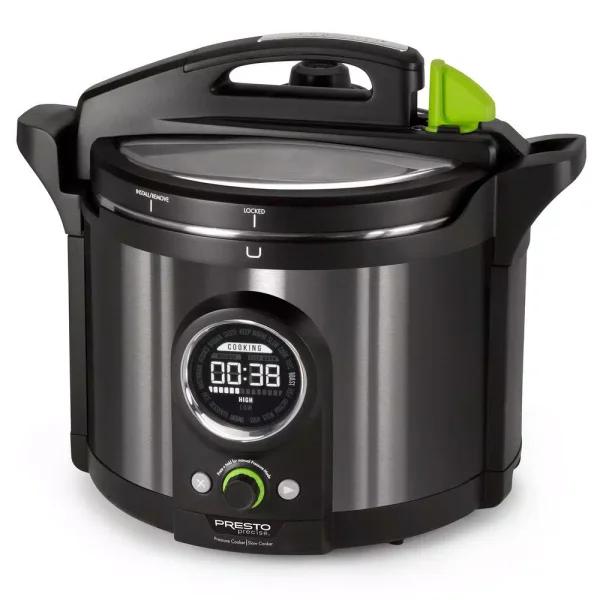 Presto 10 Qt. Black Stainless Steel Electric Pressure Cooker with 19 Programmed Settings