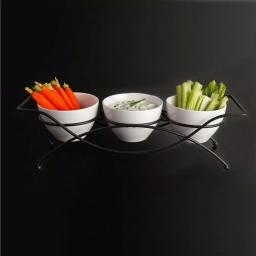 GIBSON elite Splendid Grace White Ceramic Divided Serving Set with Metal Rack (5-Piece) thumbnail 4