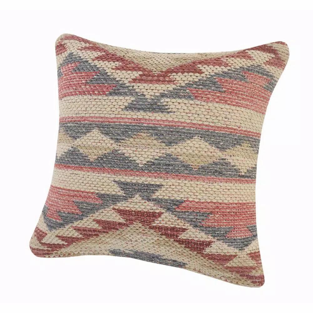 LR Home Eclectic Multi-color Southwestern Graphic Throw Pillow, 18 x 18 in, 100% Cotton