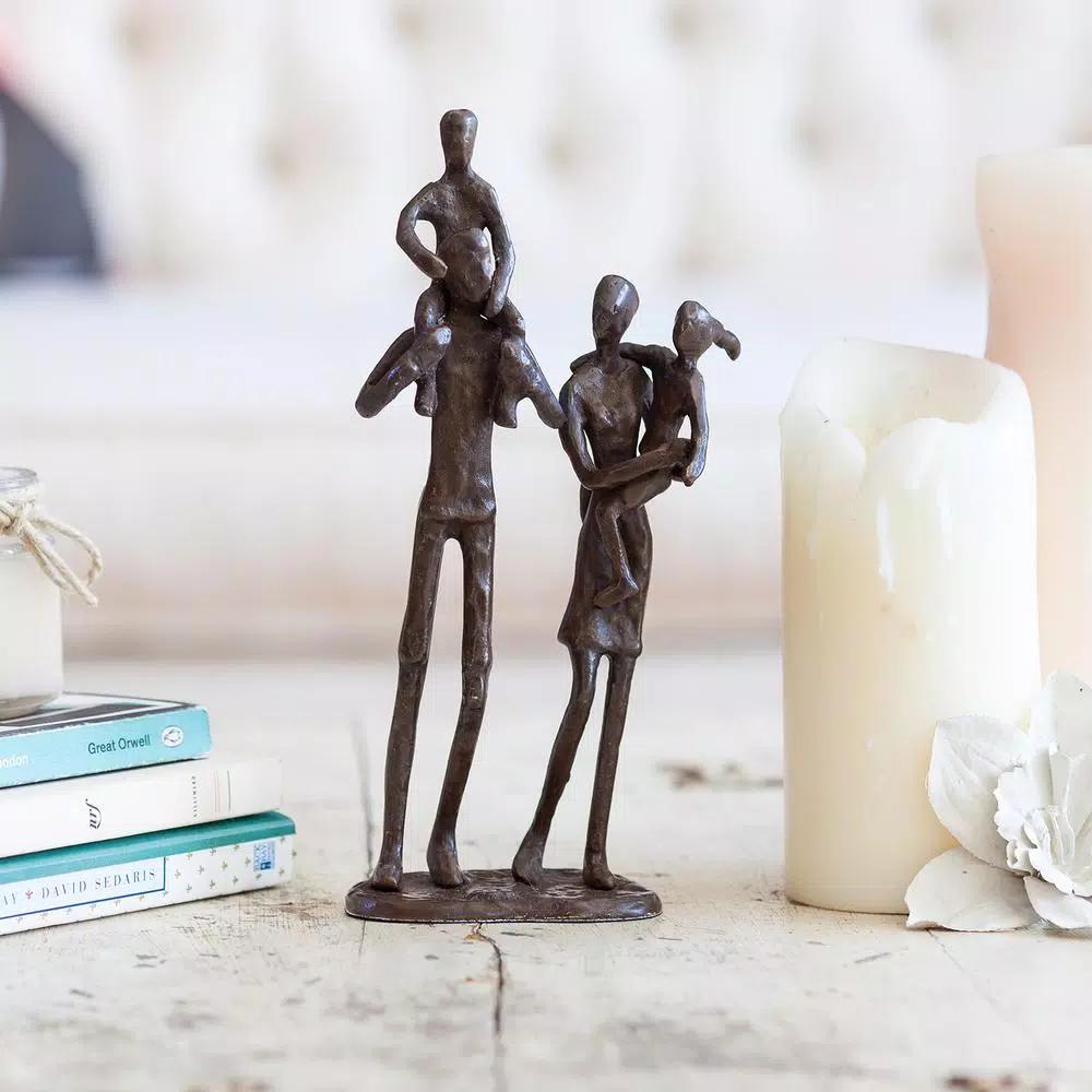 DANYA B Handcrafted Bronze Family of 4 Sculpture - Modern Sand Cast Statuary