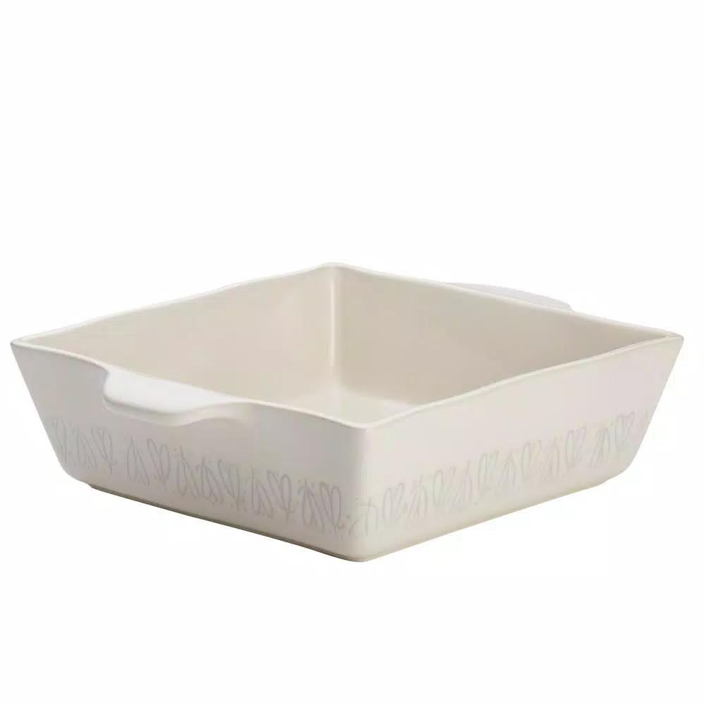 Ayesha Curry Home Collection 8 in. Square Ceramic Baker, French Vanilla