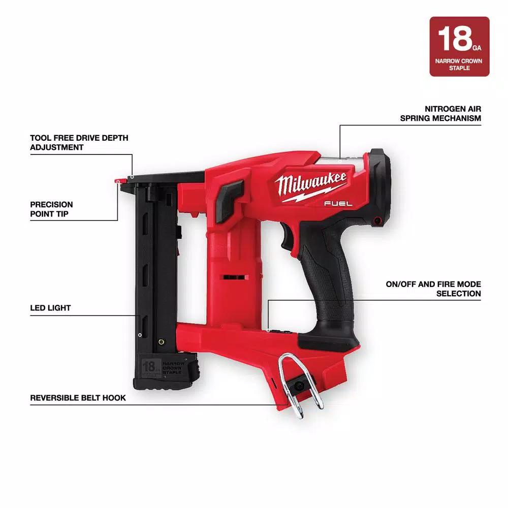 Milwaukee M18 FUEL 18-Gauge 1/4 in. Narrow Crown Cordless Stapler (Tool-Only)