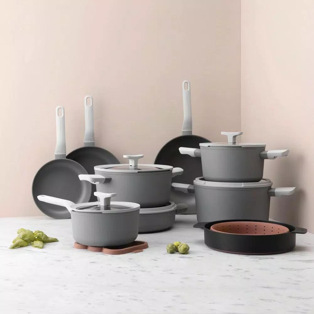 BergHOFF Leo 3.1 qt. Aluminum Nonstick Saute Pan with Glass Lid, Grey