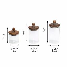 Honey-Can-Do 3-Piece Acacia Wood Top Borosilicate Glass Kitchen Canister Set thumbnail 2