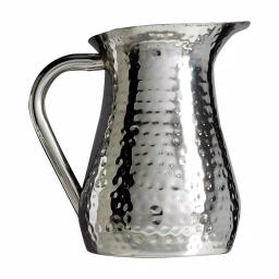 Elegance 72 oz. Hammered Stainless Steel Water Pitcher with Built-in Ice Guard thumbnail 2