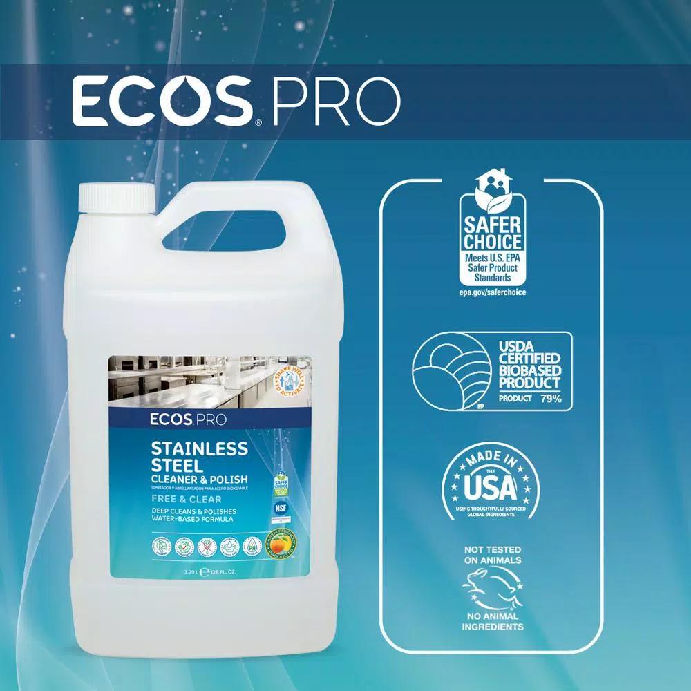 ECOS Pro Stainless Steel Cleaner and Polish, 128 oz.