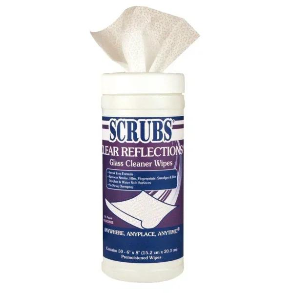 SCRUBS Professional Strength Glass and Stainless Steel Cleaner Wipes, 6 in. x 8 in., 50 Count
