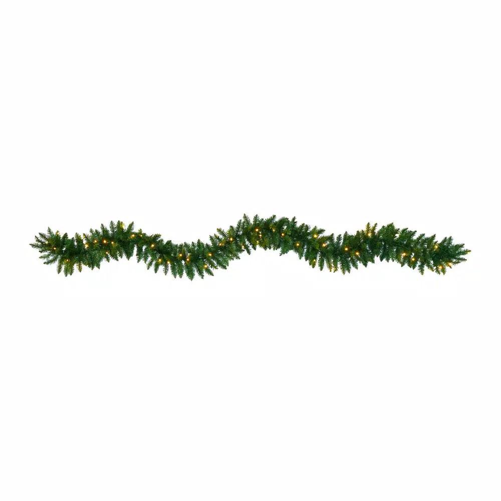 Nearly Natural 9 ft. Pre-lit Artificial Pine Christmas Garland with 50 Warm White LED Lights