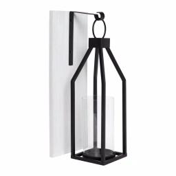 Kate and Laurel Oakly Rustic White Wood and Black Metal Candle Sconce thumbnail 1