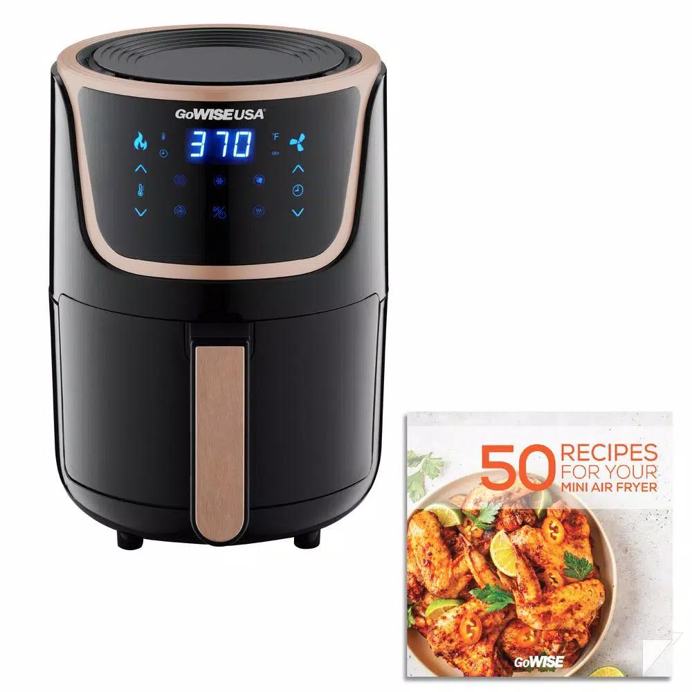GoWISE USA 2 Qt. Mini Digital Air Fryer with Touchscreen, Black/Copper