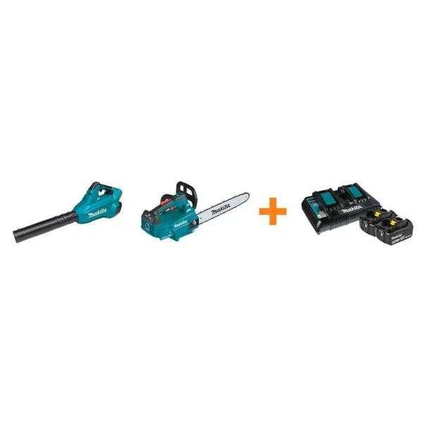 Makita 18V X2 LXT 36V Cordless Blower and 16 in. Top Handle Chainsaw Combo Kit with (2) 5.0 Ah Batteries & Charger