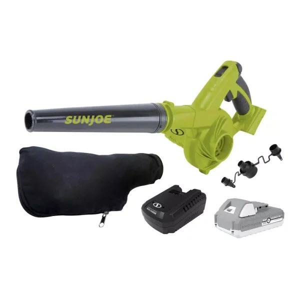 Sun Joe 24V iON+ Cordless Workshop Blower and Vacuum Kit with 2.0 Ah Battery and Charger