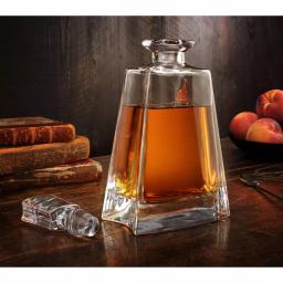 JoyJolt Luna Crystal Whiskey Decanter with Stopper, 23.5 oz Clear Rectangular Glass Decanter thumbnail 4