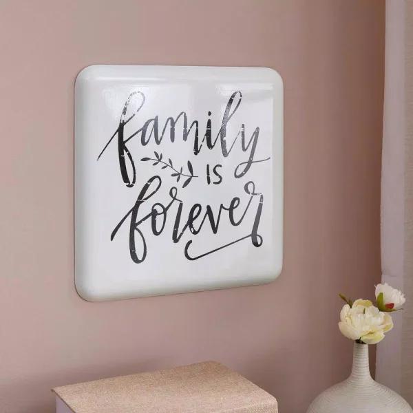 Danya B. Family is Forever Metal Wall Art - Farmhouse Decorative Quote Sign