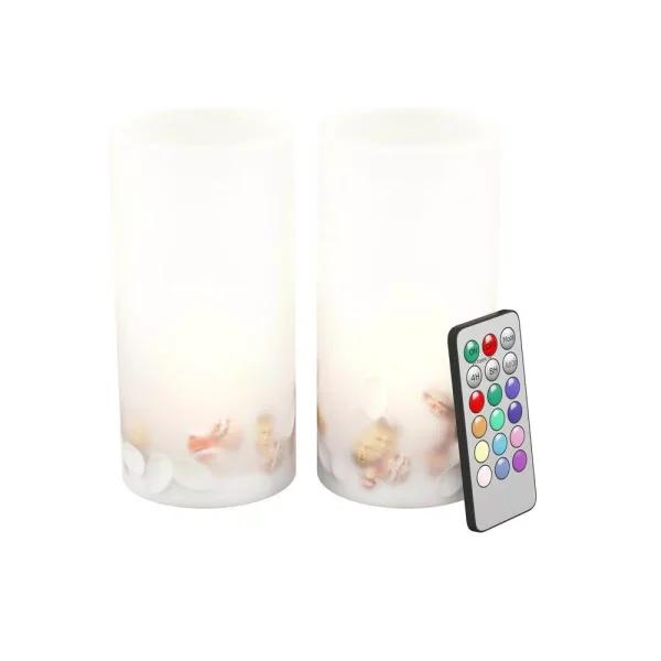 Lavish Home Seashell LED Flameless Candle Set of 2 - Real Wax Coastal Decor