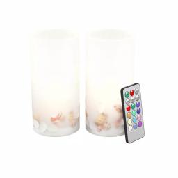 Lavish Home Seashell LED Flameless Candle Set of 2 - Real Wax Coastal Decor thumbnail 1