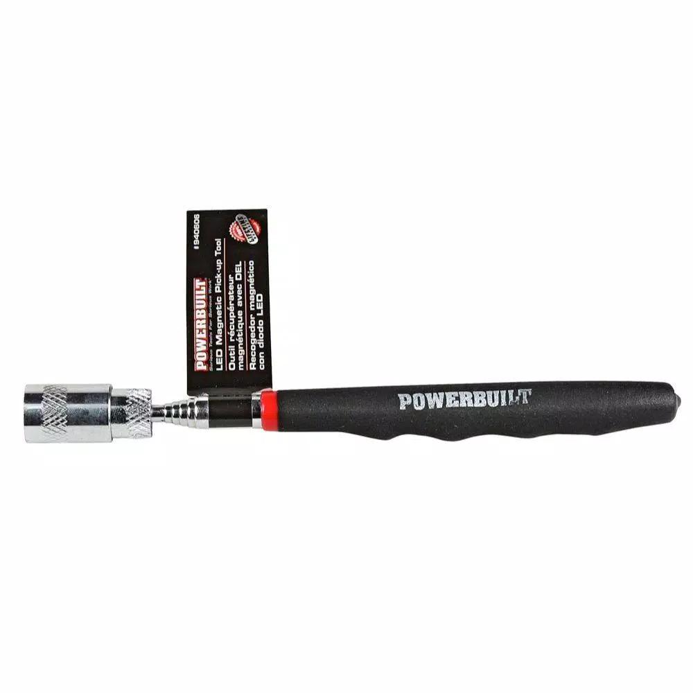 Powerbuilt 8 lb. Capacity Extendable Magnetic Pick Up Tool with LED Light