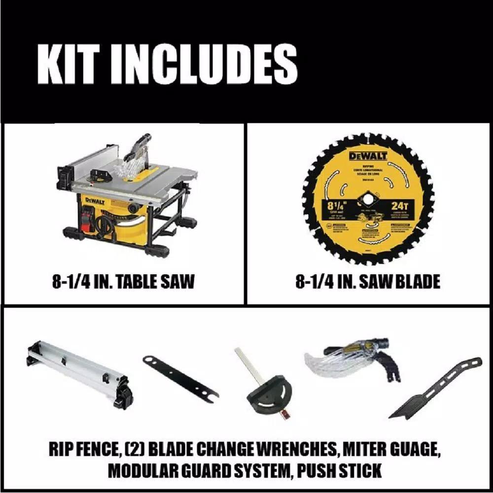 DEWALT DWE7485 8-1/4 in. 15 Amp Corded Compact Jobsite Table Saw