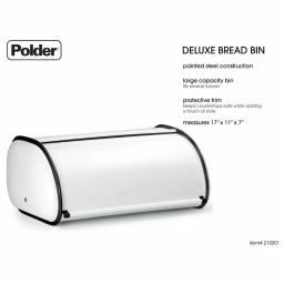 Polder Deluxe Bread Bin, White Painted Steel Bread Box for Kitchen Countertop thumbnail 2