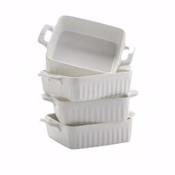 Over and Back Nolita Small Porcelain Baker Dishes, Set of 4, White thumbnail 3